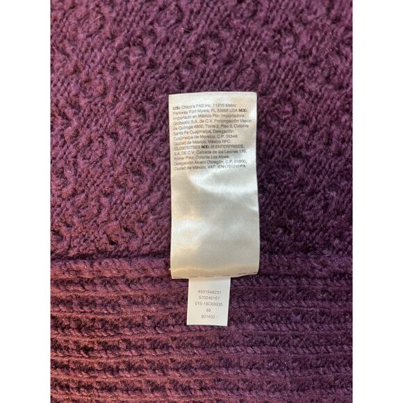 Chico’s Size 2 Purple Open Front Duster Cardigan Sweater Cotton Blend 12/14 - Picture 7 of 8